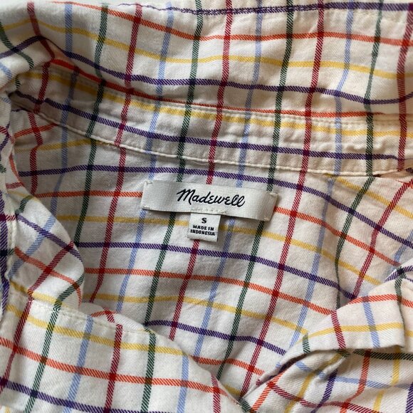 Madewell multi colored tattersall/windowpane tie front buttondown shirt - Picture 3 of 3